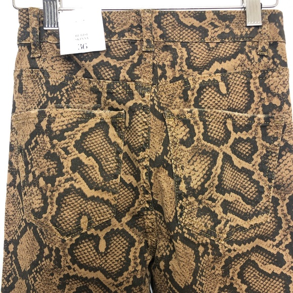 Zara Brown Snakeskin Print High-Rise Skinny Jean Size 4 - Picture 4 of 6